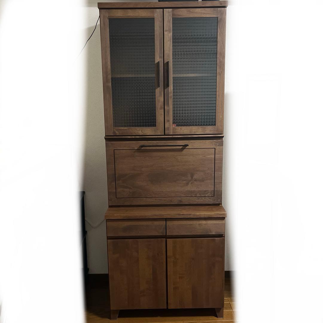 【日本製】天然木アルダー材 ライティングビューロー 幅70cm ウォールナット色