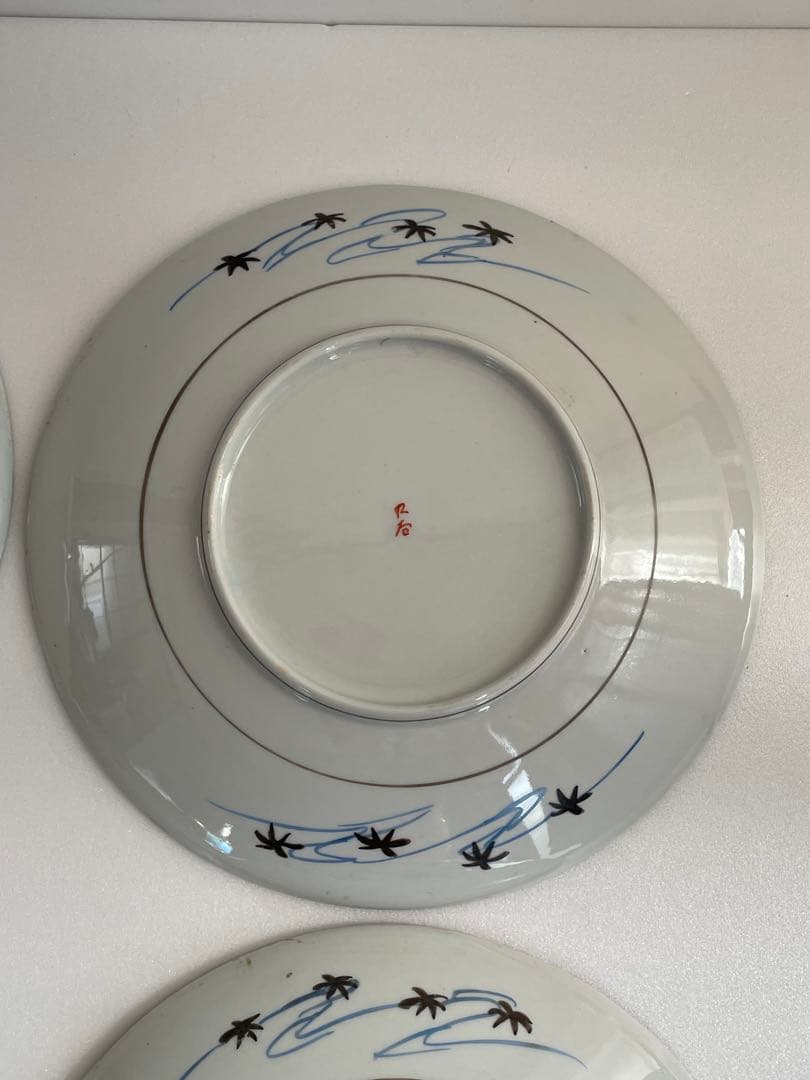 ①明治時代 九谷焼 人物図八寸皿 五客　お皿/大皿/中皿/アンティーク