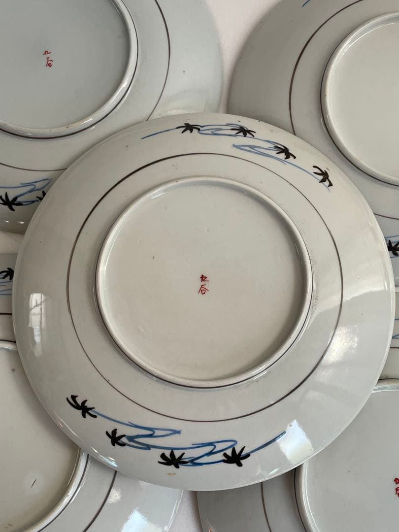 ①明治時代 九谷焼 人物図八寸皿 五客　お皿/大皿/中皿/アンティーク