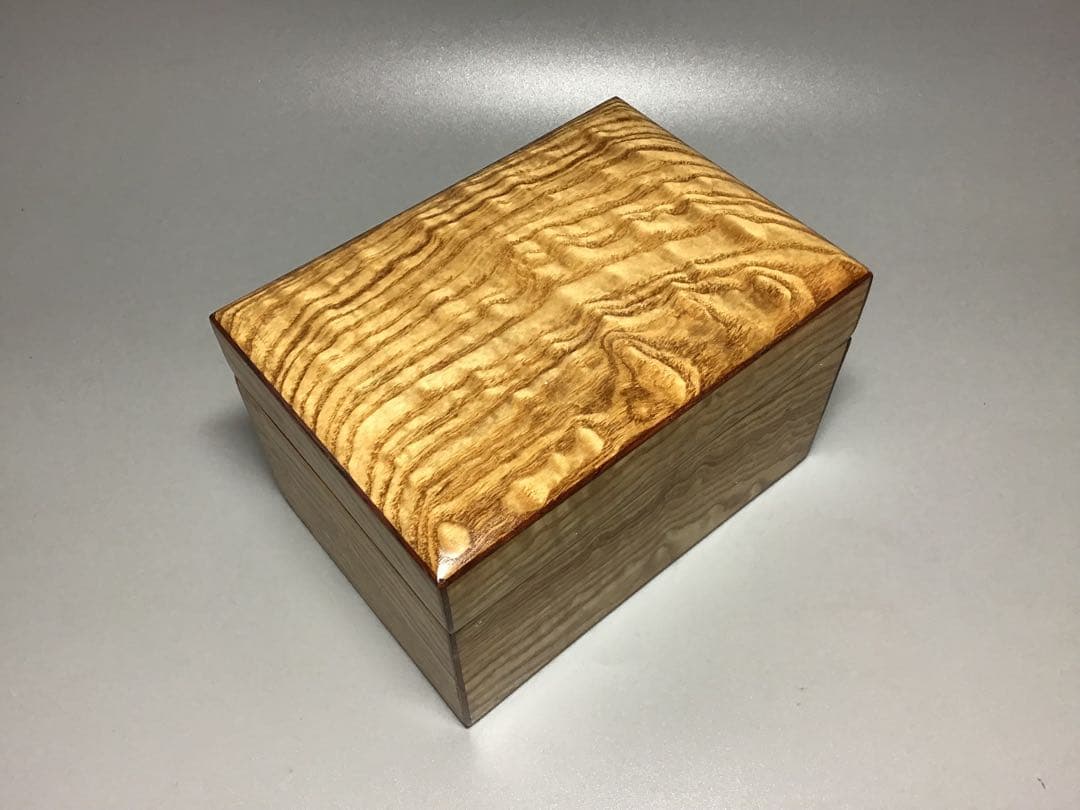 タモ玉斑杢　宝石箱　小物入れ　将棋駒箱