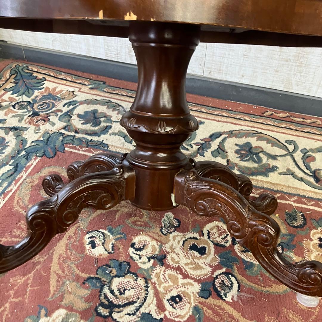 イタリアアンティーク 猫脚 木製象嵌センターテーブル サイドテーブル クラシック