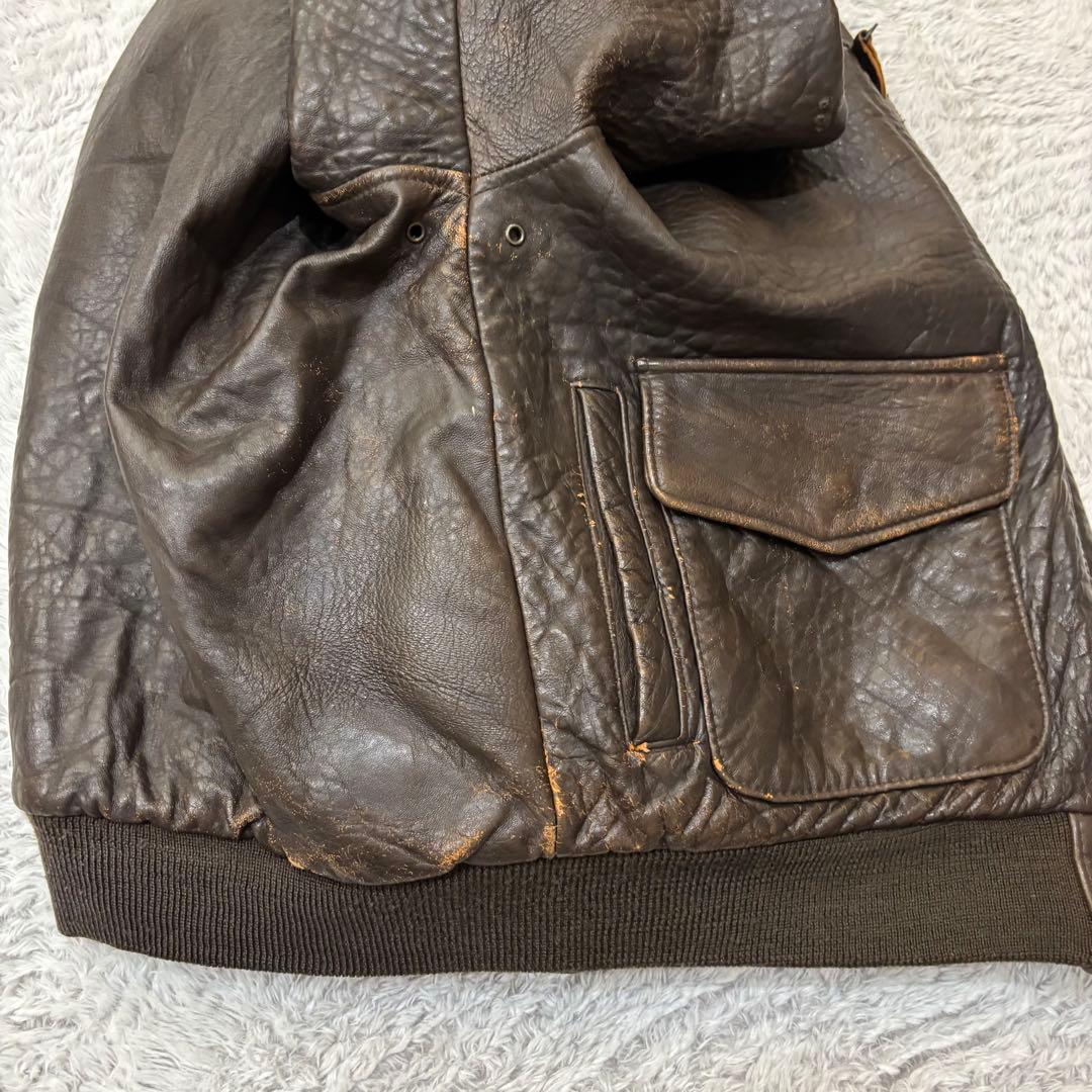 AVIREX A-2 フライトジャケット　ラムレザー　刺繍　短丈　90s M