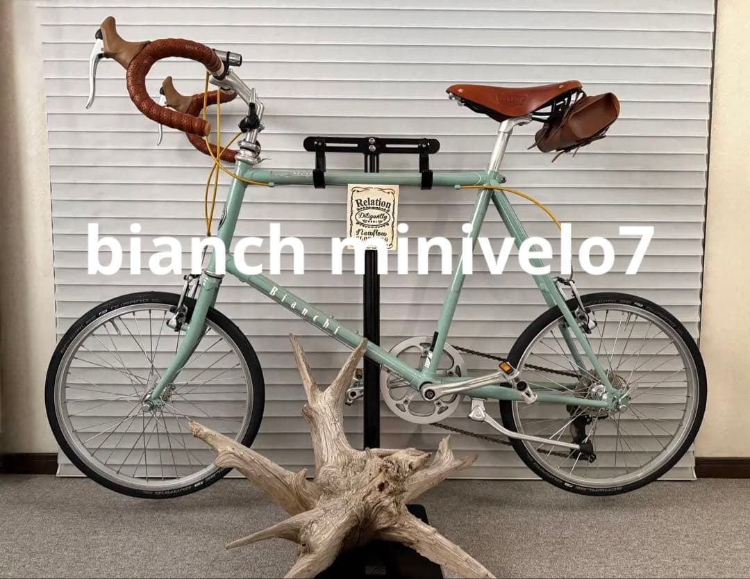 【美品★廃盤品】bianch minivelo7：ミニベロ7 49 チェレステ