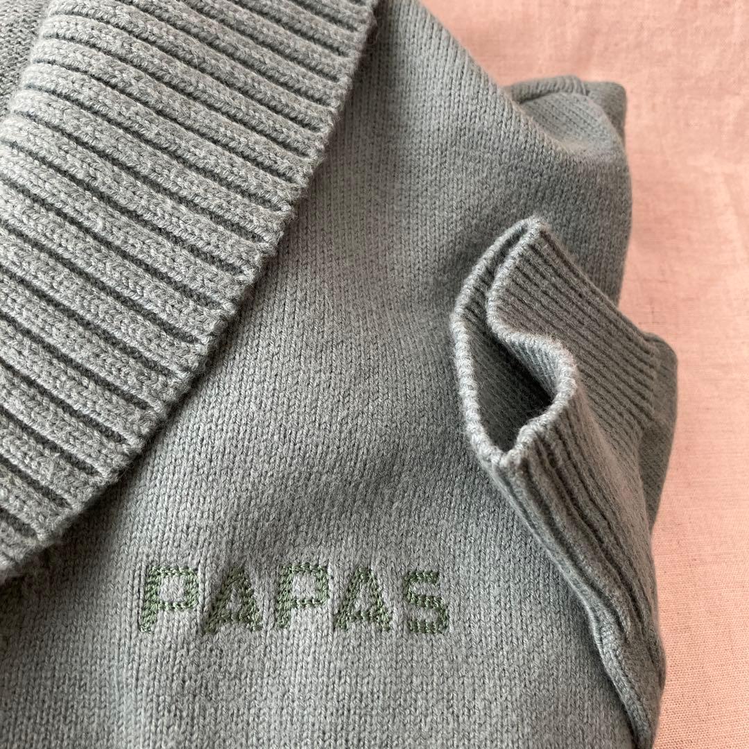 歳末クリスマスセール‼️Papas ミントグリーン ショールカラーカーディガン