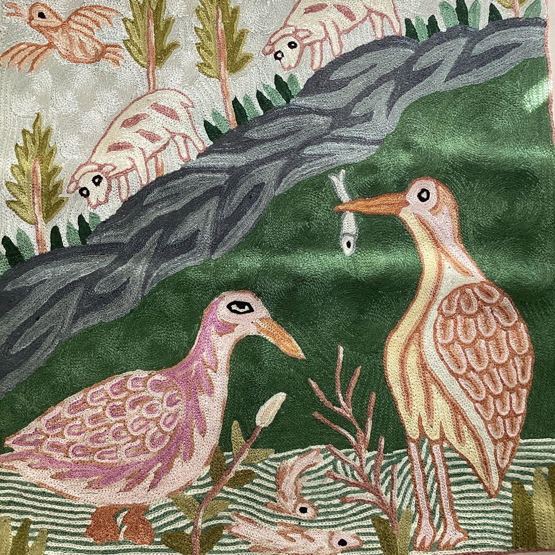 ネパール　手刺繍　クッションカバー　2枚セット