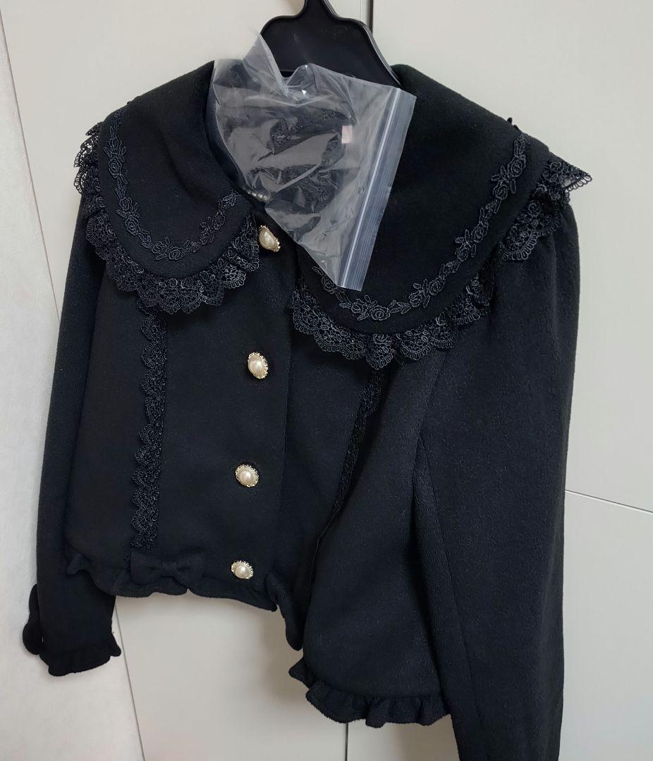 黎*中様 パールリボンショートコート　黒　ブラック　Chalmiere　シャルミ