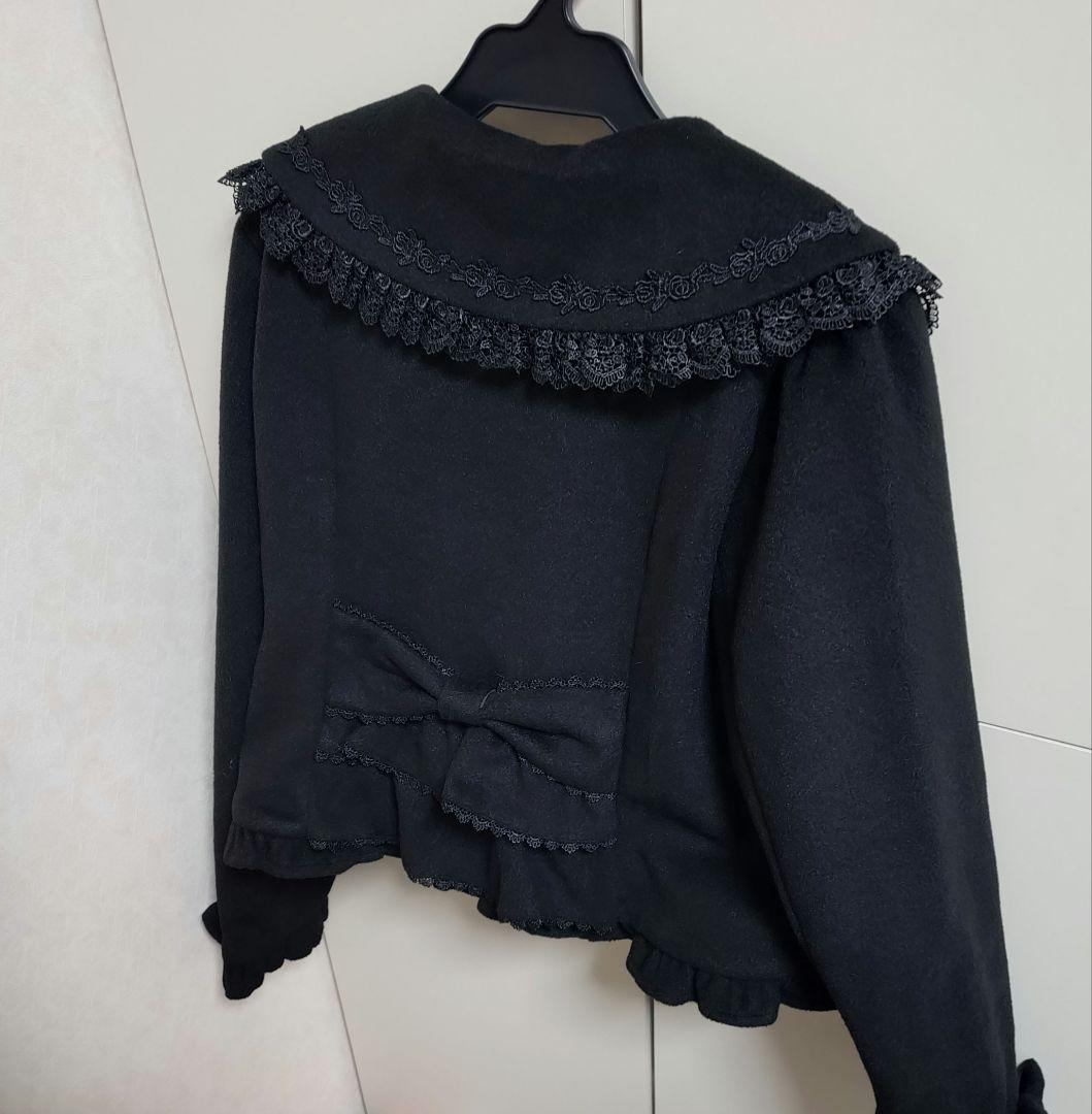 黎*中様 パールリボンショートコート　黒　ブラック　Chalmiere　シャルミ