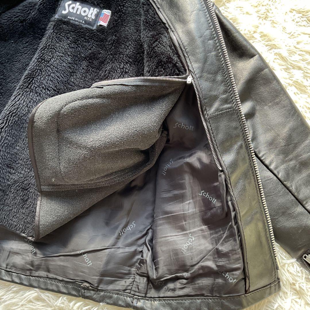 人気✨schou 641 レザージャケット　シングルライダース　38 ブラック