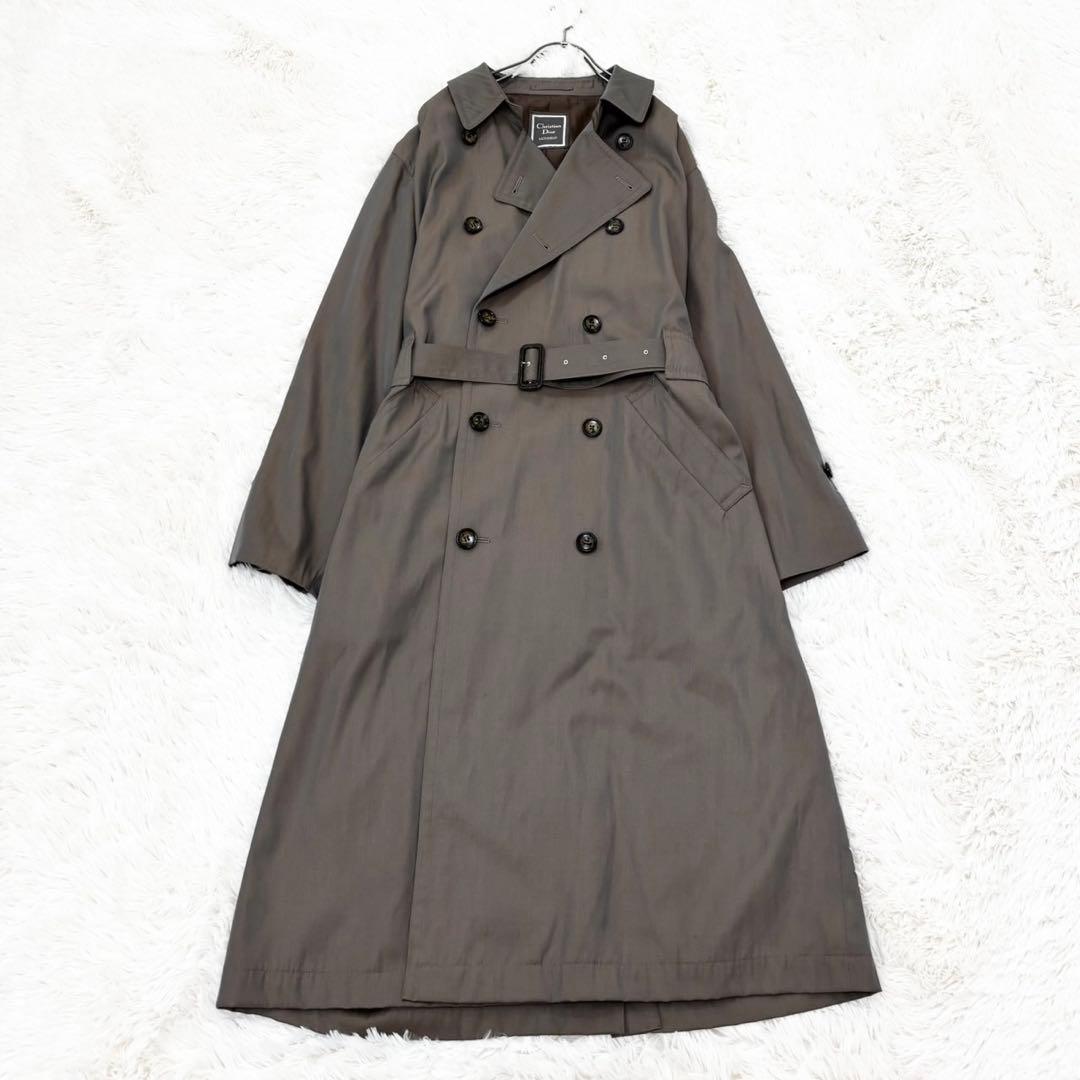 クリスチャンディオール トレンチコート 玉虫色 裏地派手 シルク ベルト M