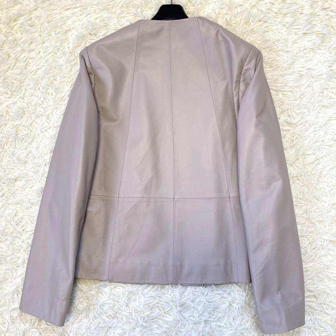 【新品✨未使用】ラムレザーノーカラージャケット　レザージャケット　本革