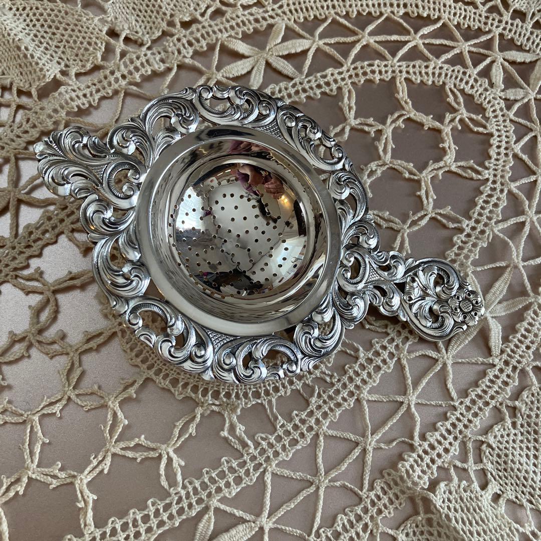 ノルウェー製　作家物　アンティーク純銀　ピアス　ティーストレーナー