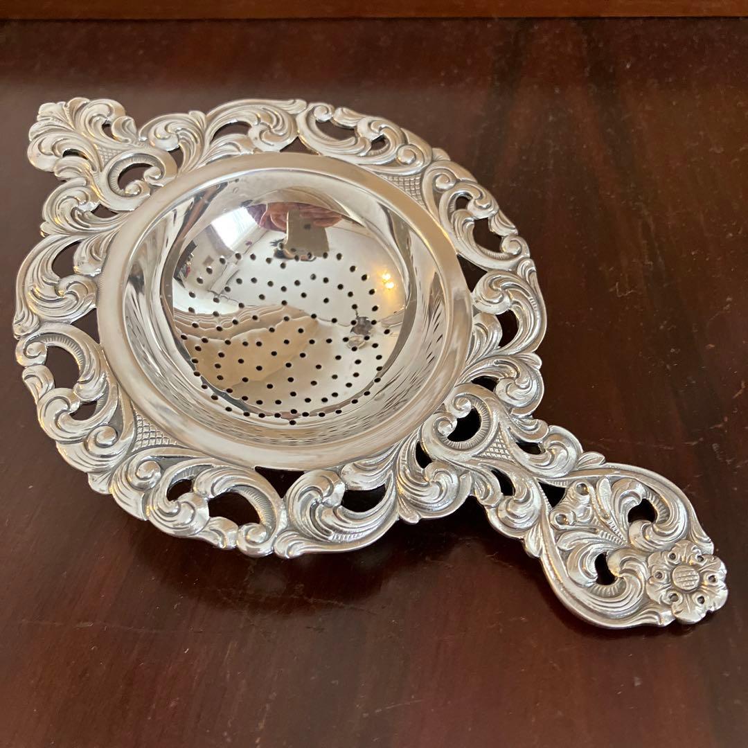 ノルウェー製　作家物　アンティーク純銀　ピアス　ティーストレーナー