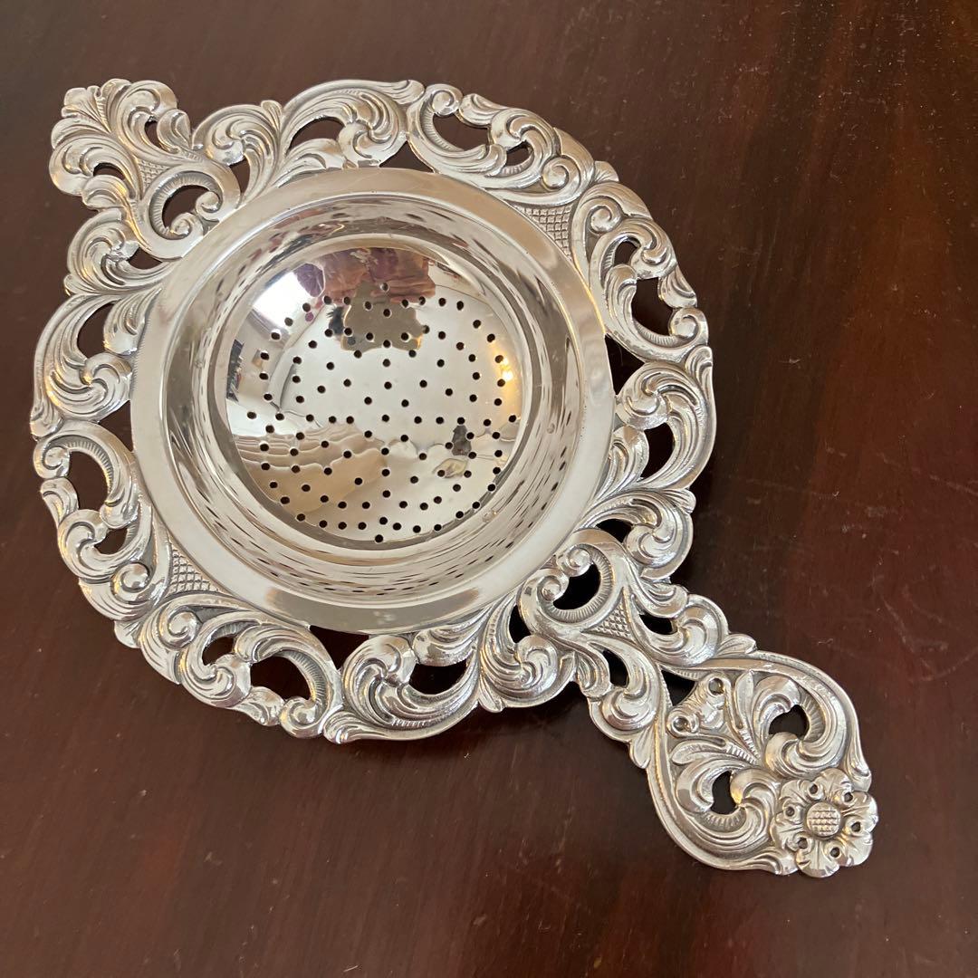 ノルウェー製　作家物　アンティーク純銀　ピアス　ティーストレーナー