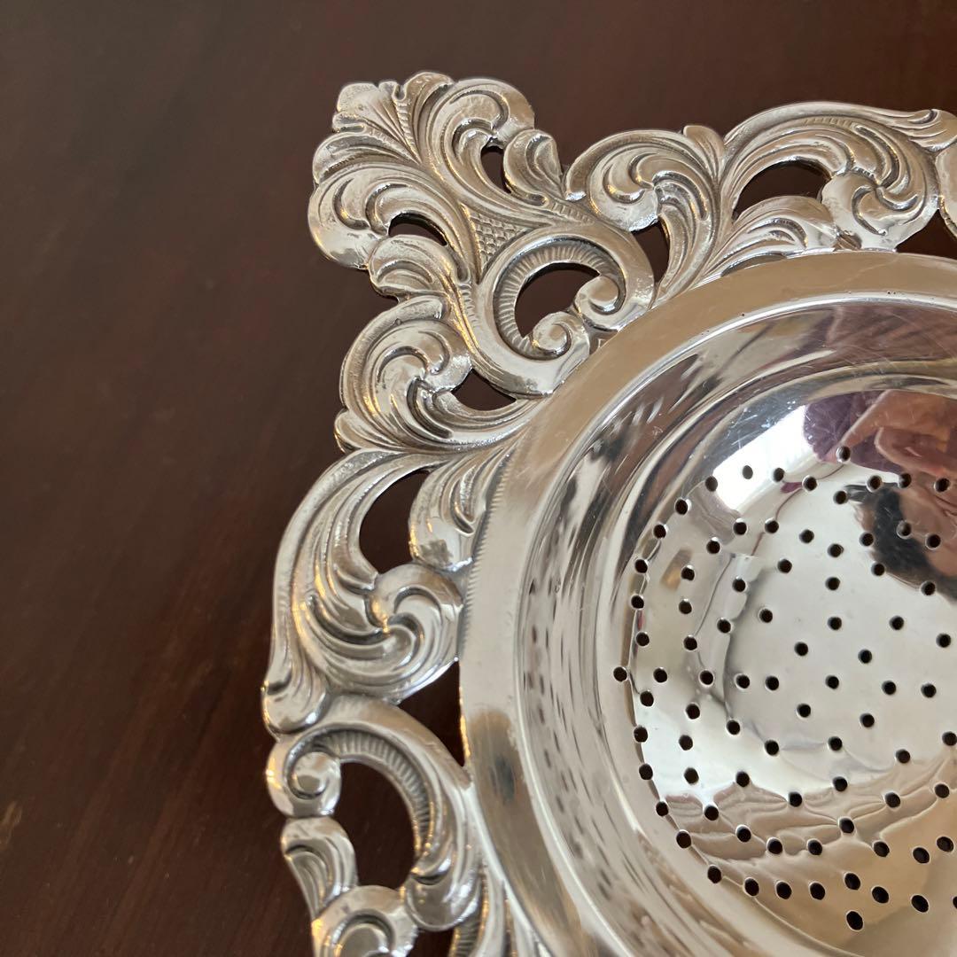 ノルウェー製　作家物　アンティーク純銀　ピアス　ティーストレーナー