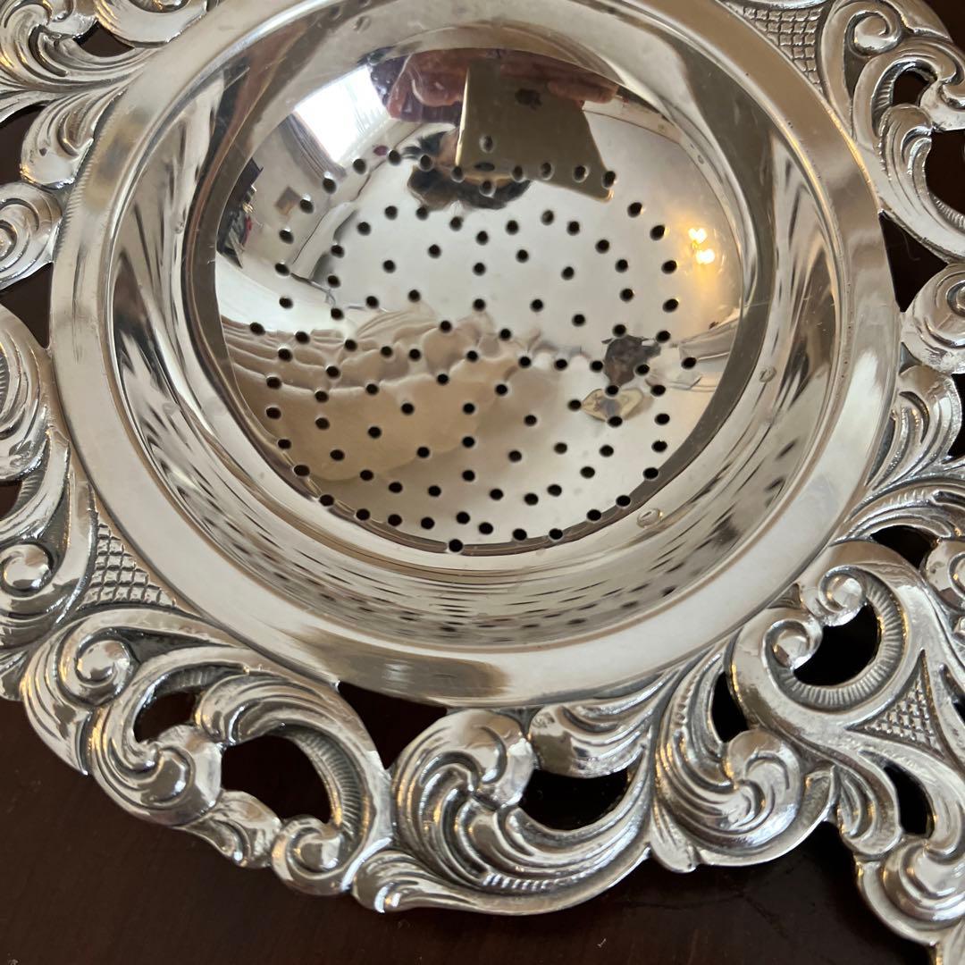 ノルウェー製　作家物　アンティーク純銀　ピアス　ティーストレーナー