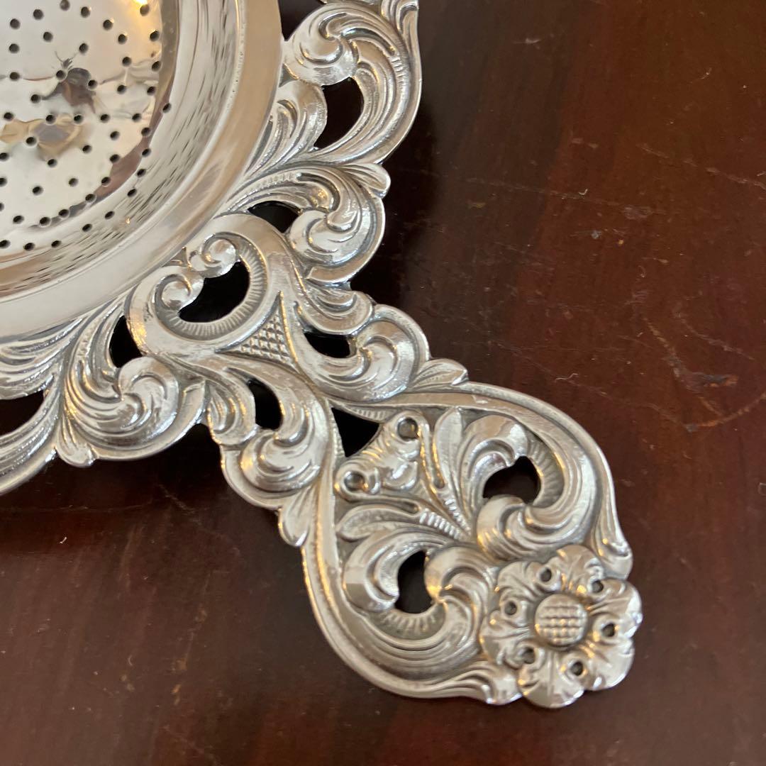 ノルウェー製　作家物　アンティーク純銀　ピアス　ティーストレーナー