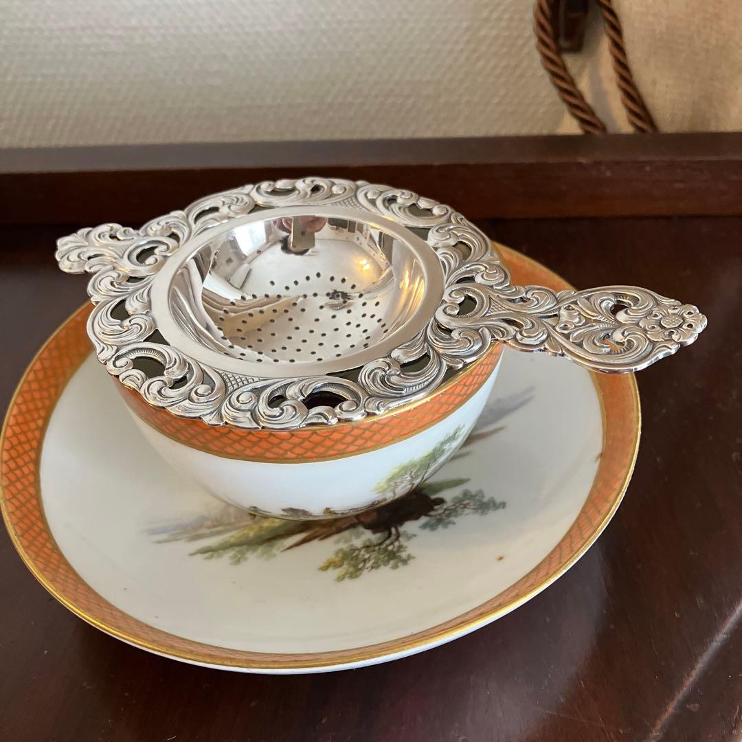 ノルウェー製　作家物　アンティーク純銀　ピアス　ティーストレーナー