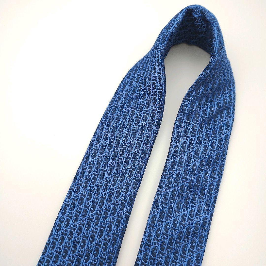 【美品】ディオールオム ナロータイ ネイビー トロッター柄 光沢【イタリア製】