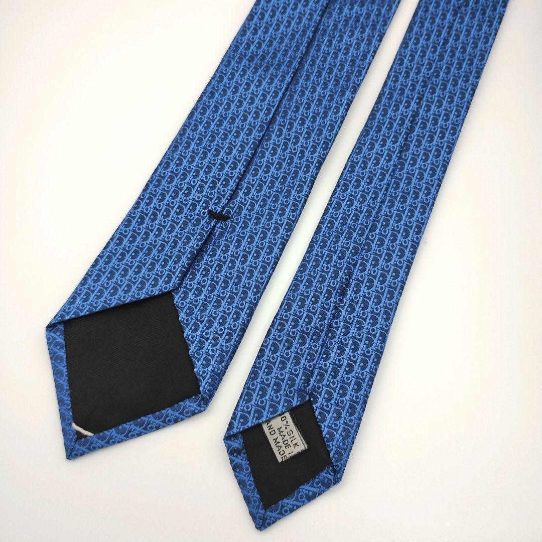【美品】ディオールオム ナロータイ ネイビー トロッター柄 光沢【イタリア製】