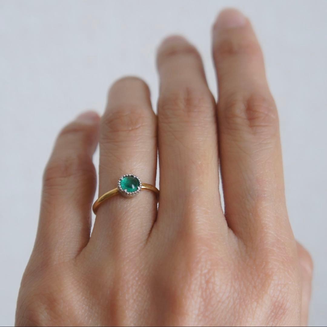 エメラルド カボション リング K18 プラチナ エメラルドハンター