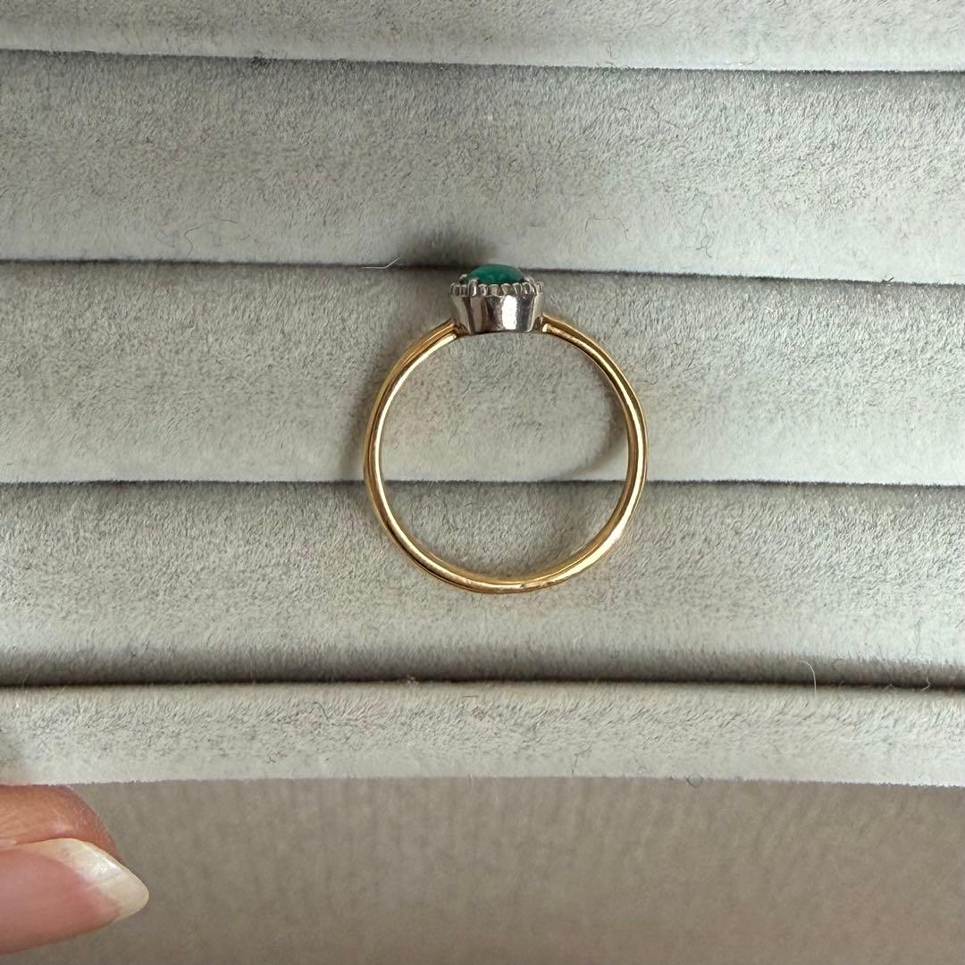 エメラルド カボション リング K18 プラチナ エメラルドハンター