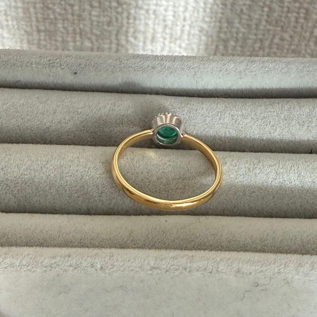 エメラルド カボション リング K18 プラチナ エメラルドハンター