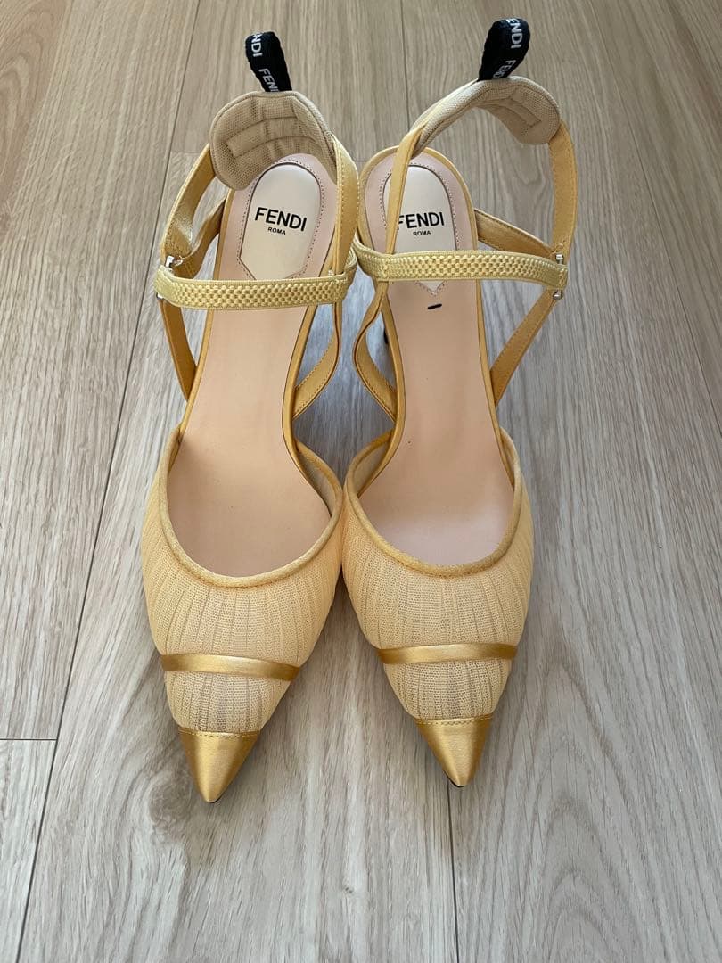 FENDI コリブリ　ミュール パンプス イエロー ストラップ ハイヒール