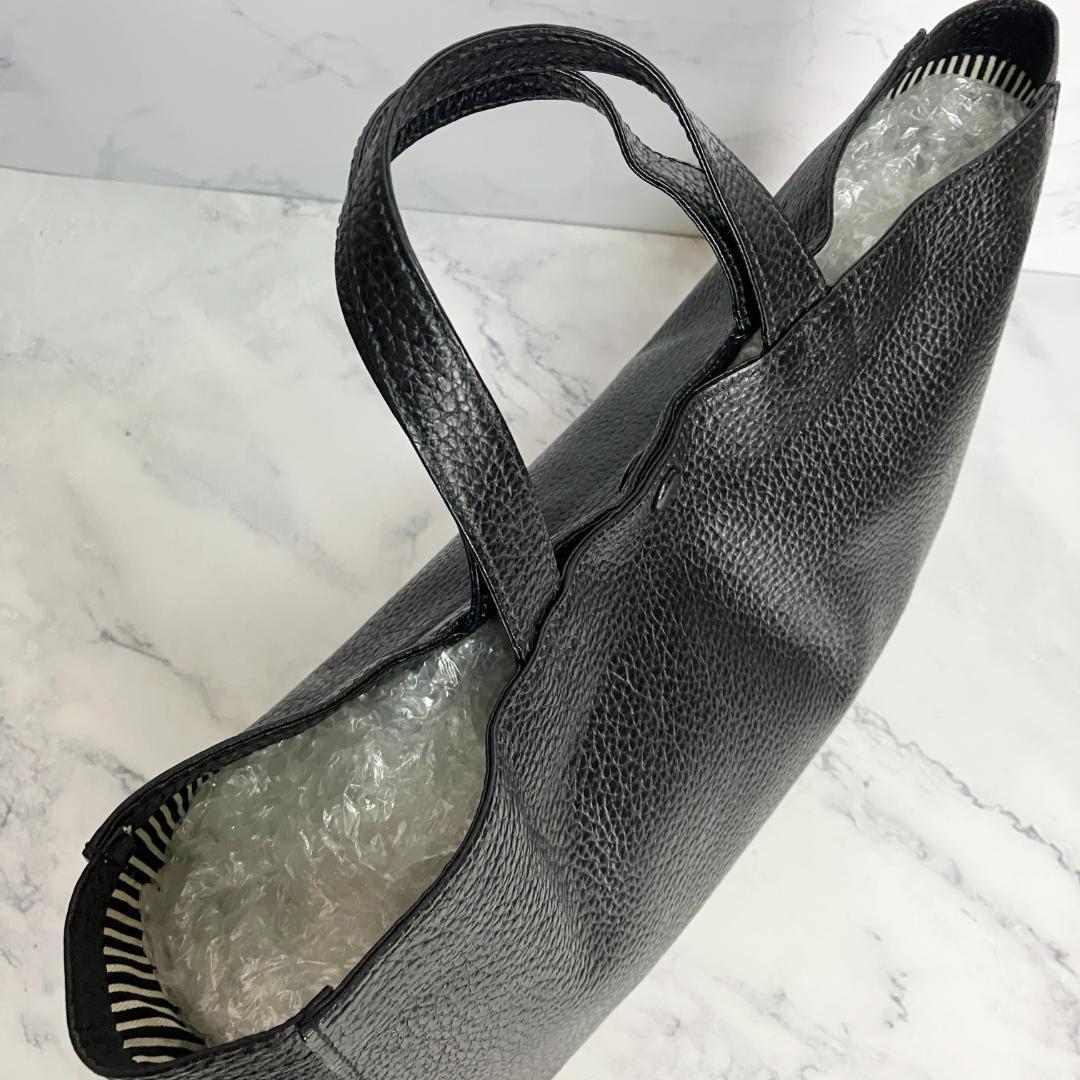 B895【極美品】JETSETTER/JAPAN★シボ革 レザートートバッグ 黒