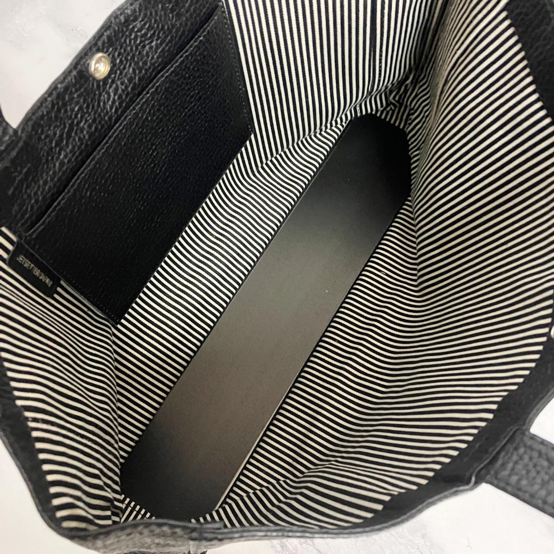 B895【極美品】JETSETTER/JAPAN★シボ革 レザートートバッグ 黒