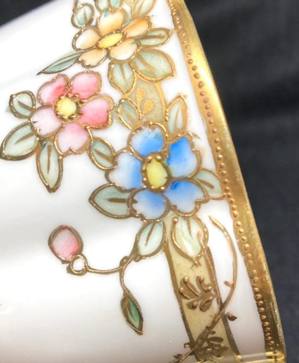 オールドノリタケ　金盛り花柄トリオ　明治