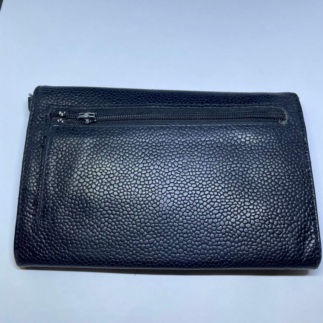 CHANEL キャビアスキン　ブラック　二つ折り財布