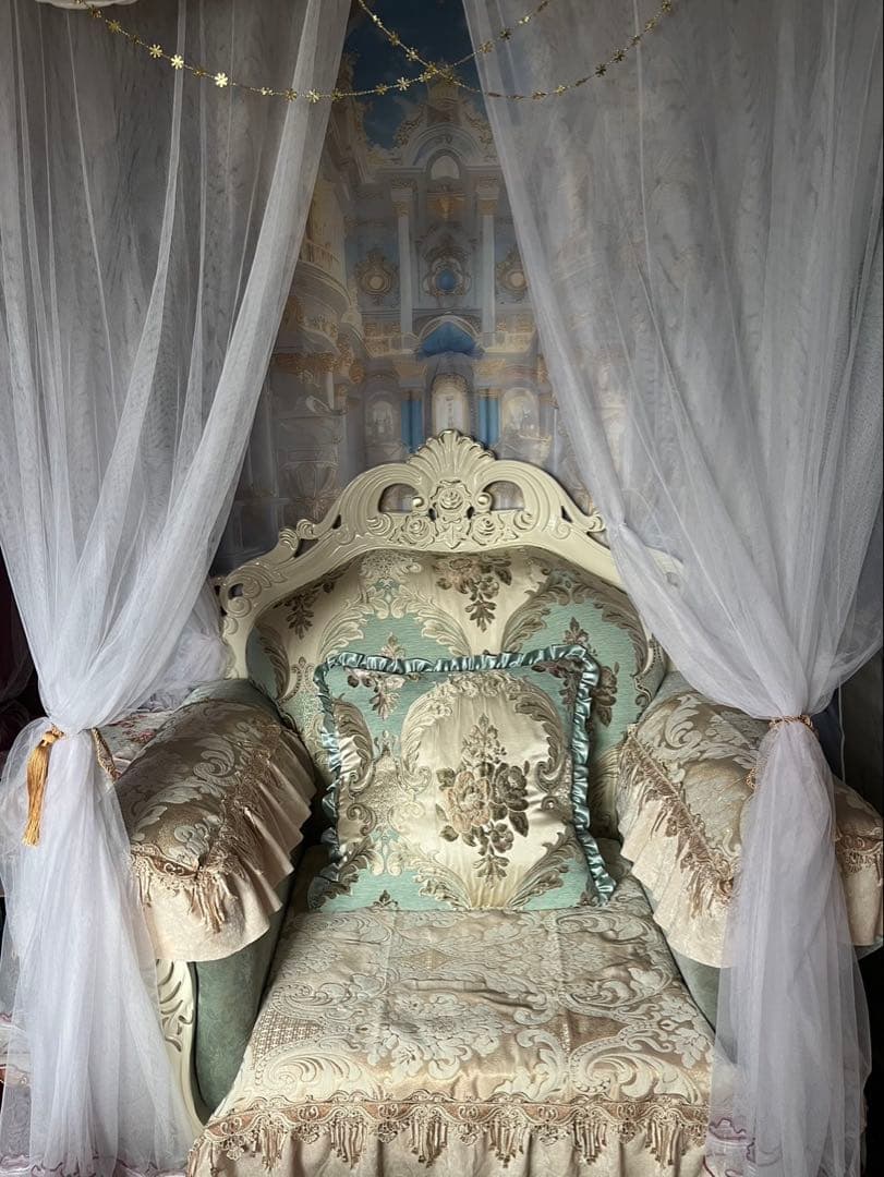 アンティーク風 ロココ調 姫系　猫脚 1 Pソファー 組み立て式