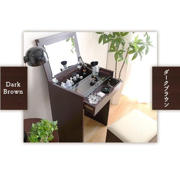 高級感 コンパクト 収納 ドレッサー スツールセット コンセント ガラストップ
