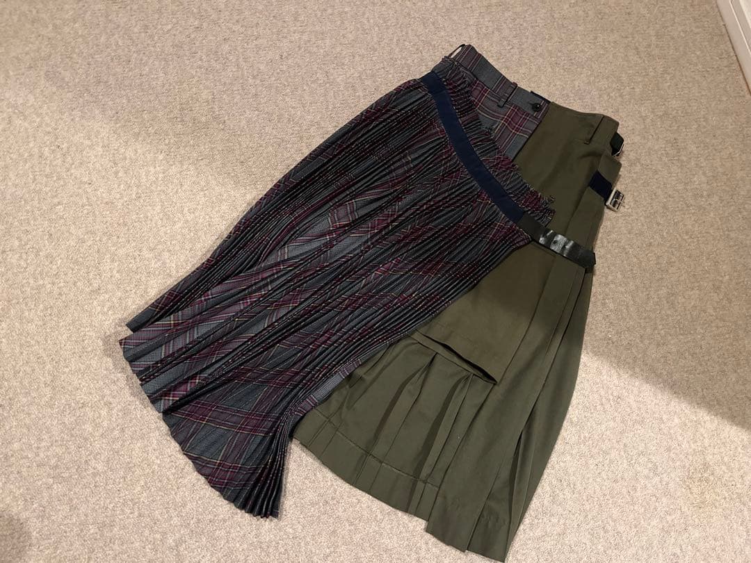 sacai チェック　スカート　ドッキング