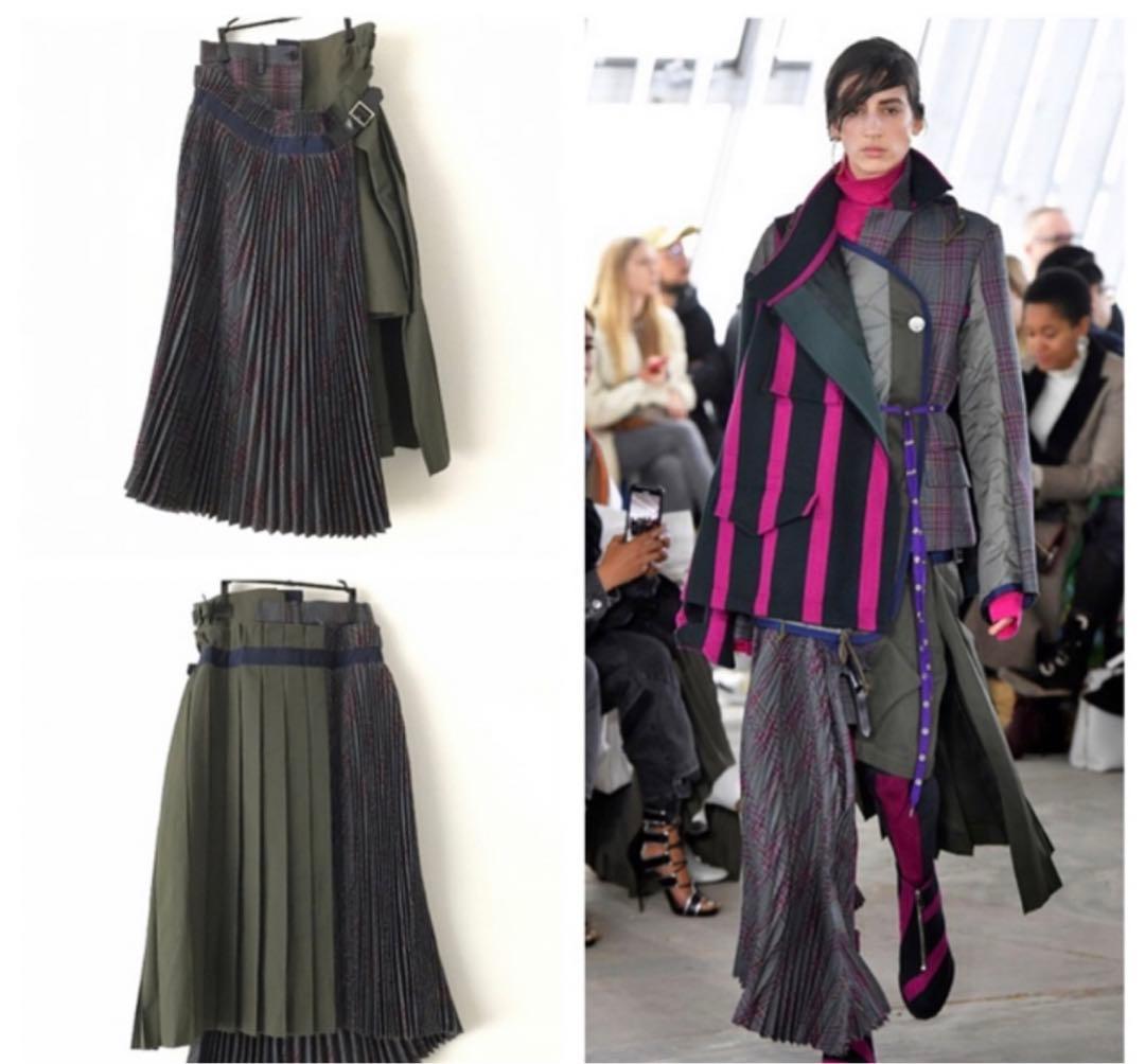 sacai チェック　スカート　ドッキング