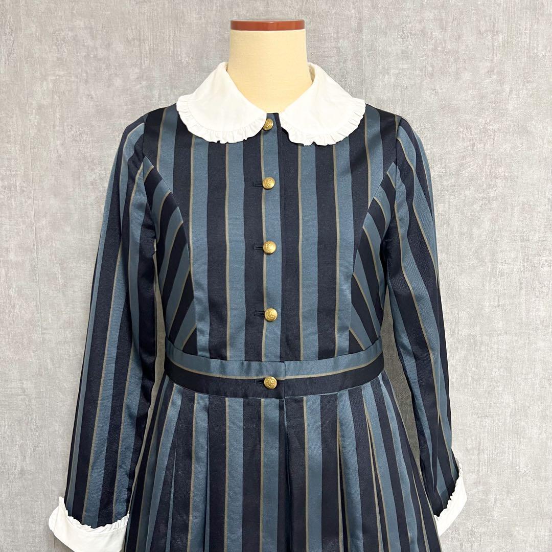 Jane Marple レジメンタルストライプのリセワンピース ブルー