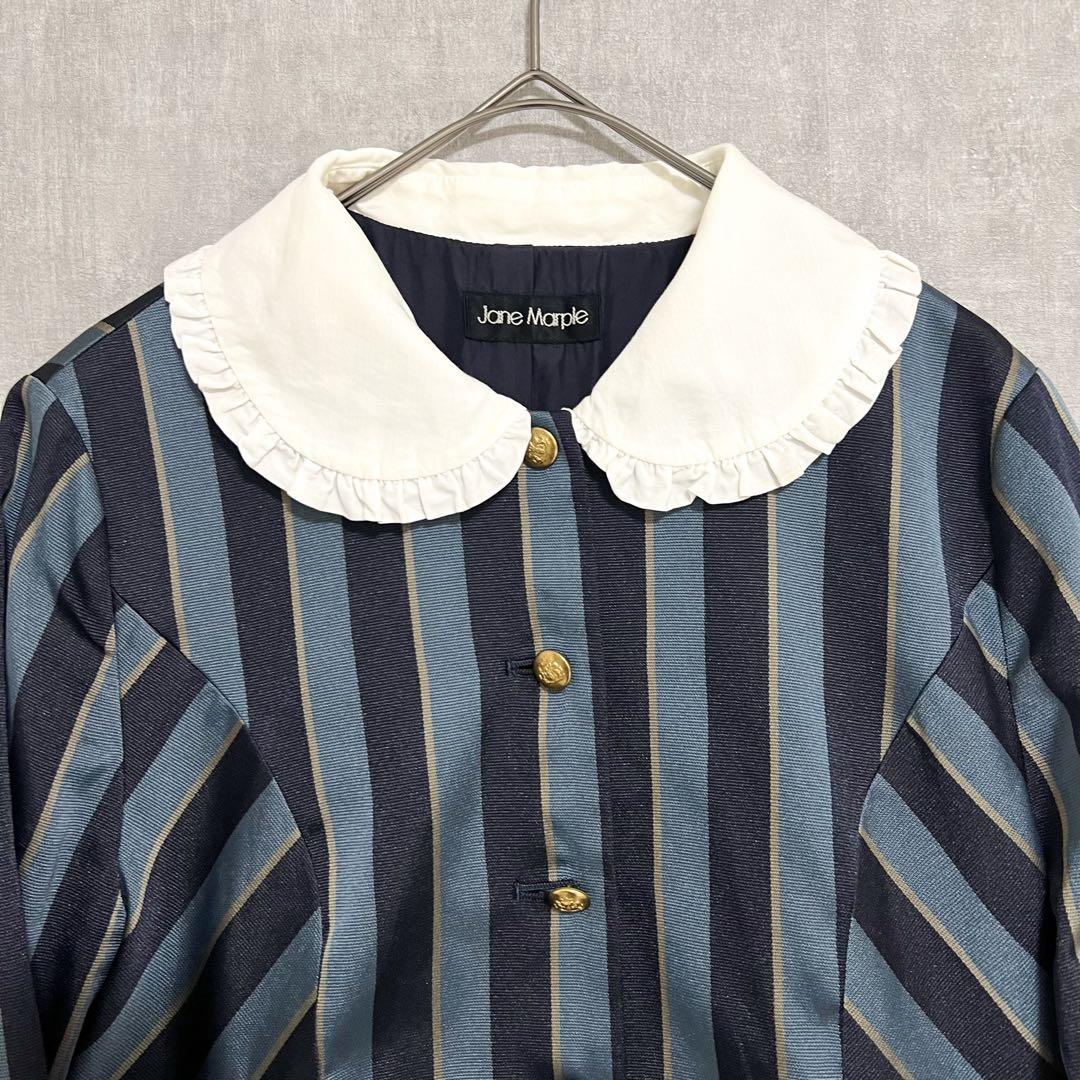 Jane Marple レジメンタルストライプのリセワンピース ブルー