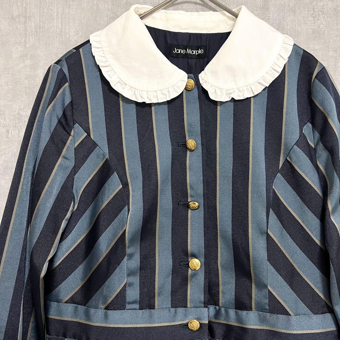Jane Marple レジメンタルストライプのリセワンピース ブルー