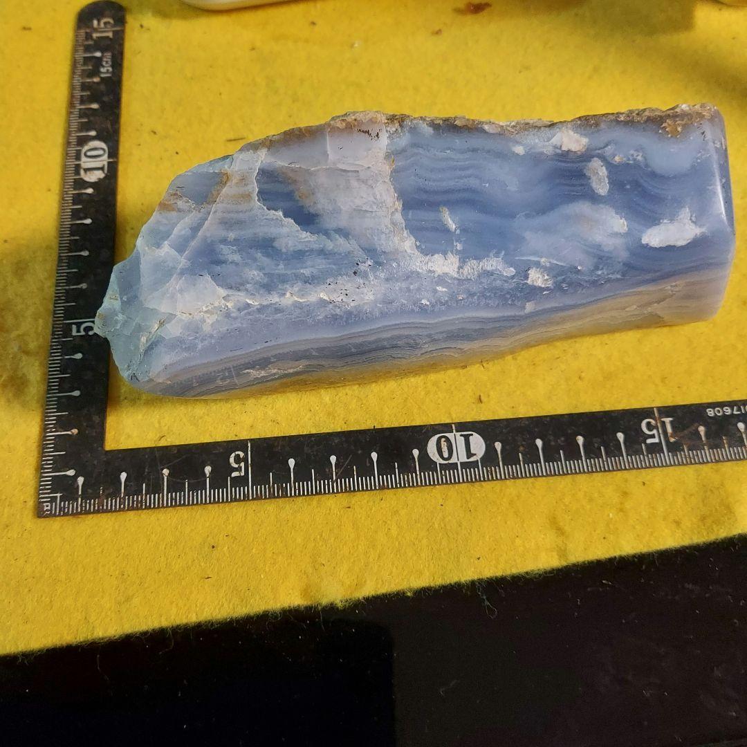 超レア！大きくてとても綺麗なブルーレースアゲート 瑪瑙メノー 原石表面磨き523