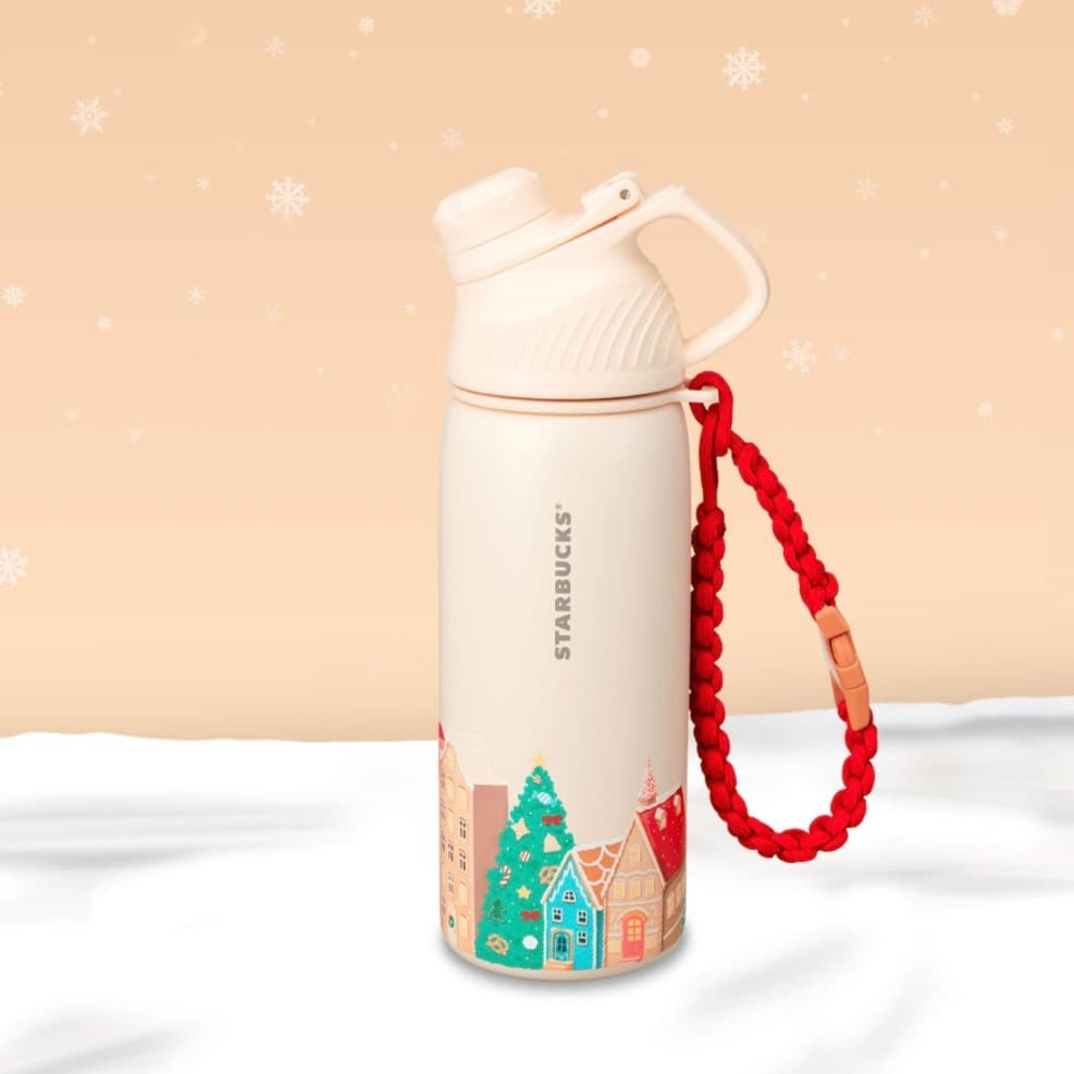 【海外スタバ限定】スターバックス クッキーハウス ストラップ付ステンレス水筒