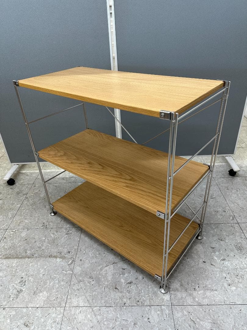 無印良品　ステンレスユニットシェルフ　オーク材棚　ブラウン