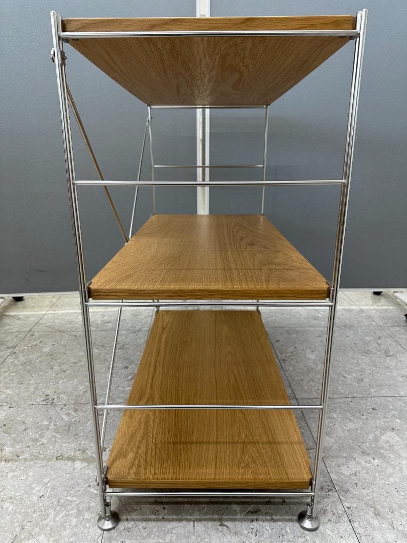 無印良品　ステンレスユニットシェルフ　オーク材棚　ブラウン