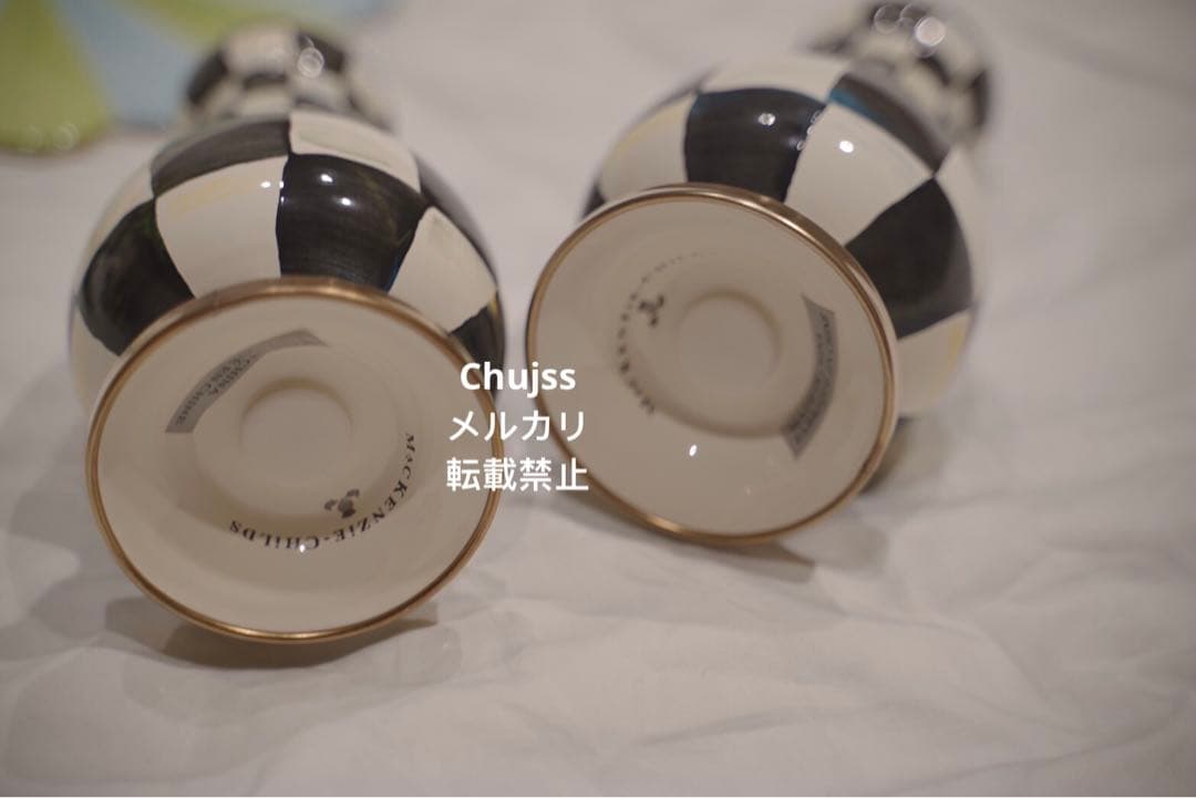 マッケンジーチャイルズ ロイヤルチェック　エナメル ラージ 塩コショウ入れ