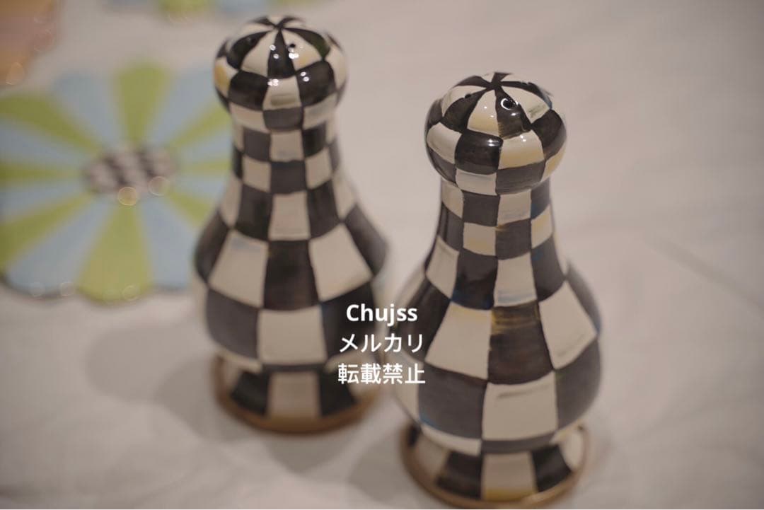 マッケンジーチャイルズ ロイヤルチェック　エナメル ラージ 塩コショウ入れ