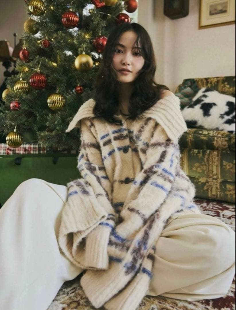 トップス andequal checked pattern knit mideal sly