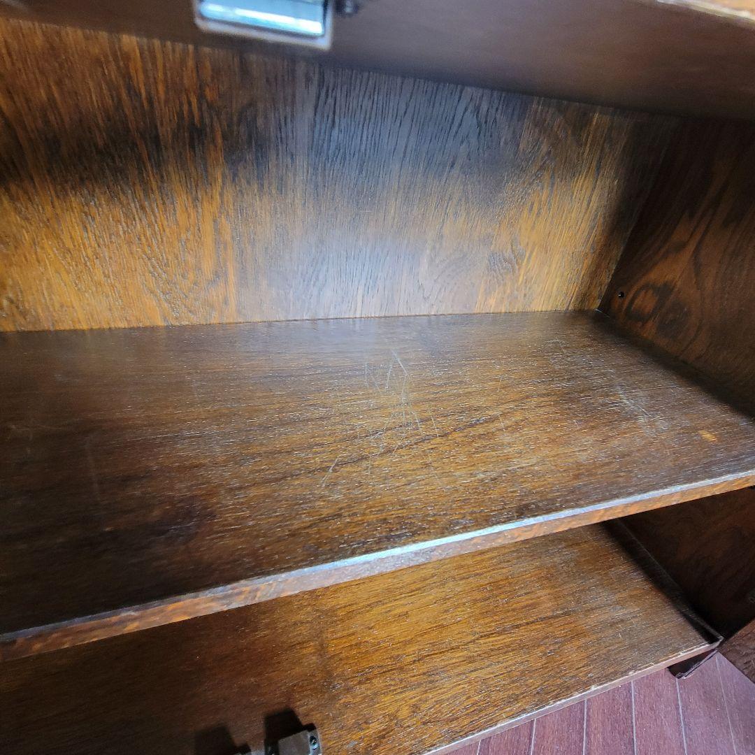 三越家具 Brugge ブルージュ 食器棚 キャビネット 楢材ステンドグラス英国