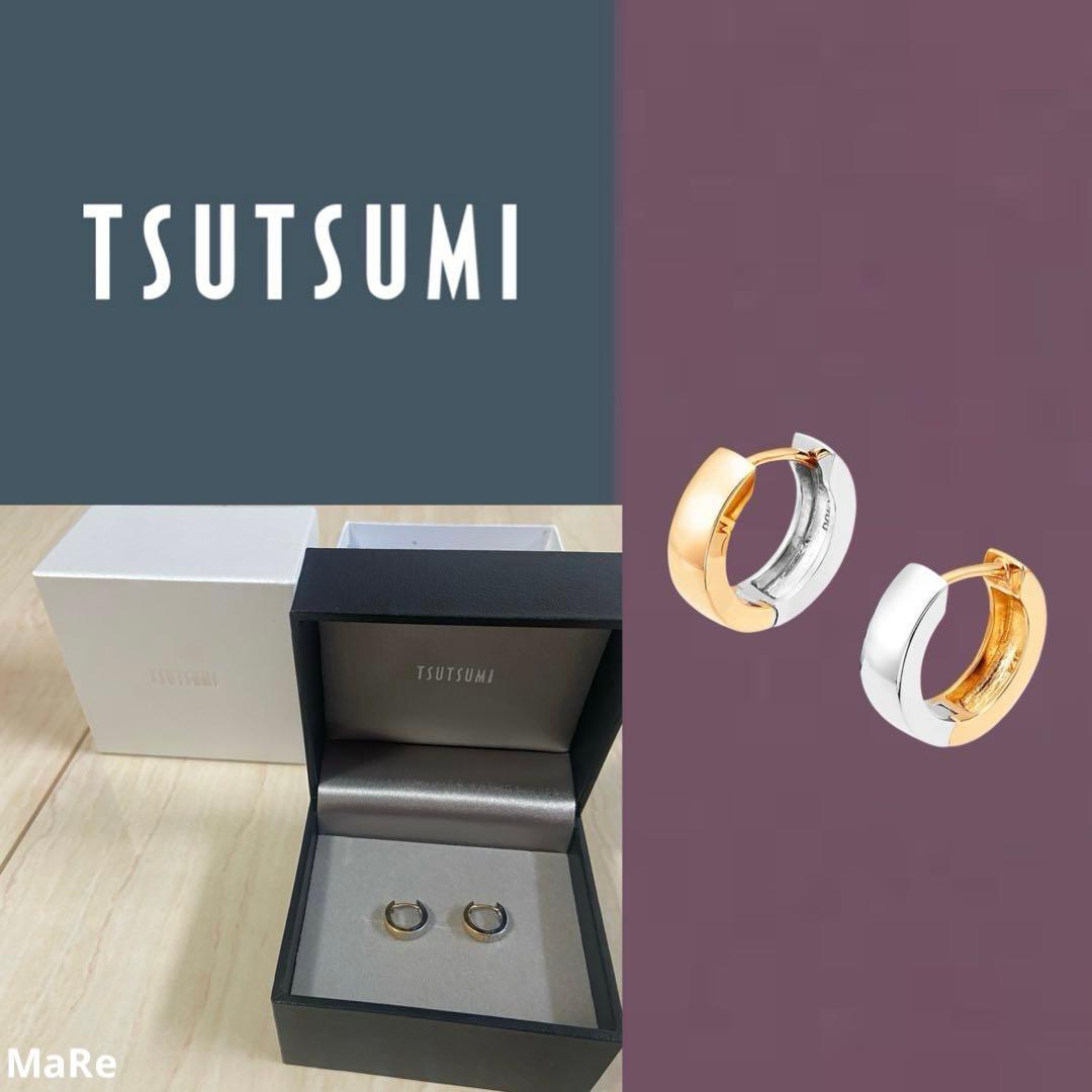 新品■9万 ジュエリーツツミ プラチナ/K18イエローゴールドリバーシブルピアス