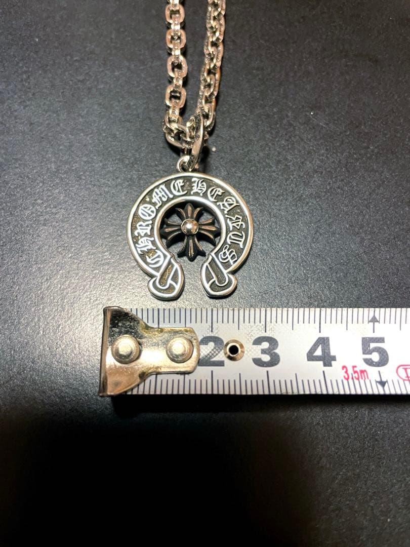 シルバー調 ペーパーチェーンネックレス ペンダント 刻印あり