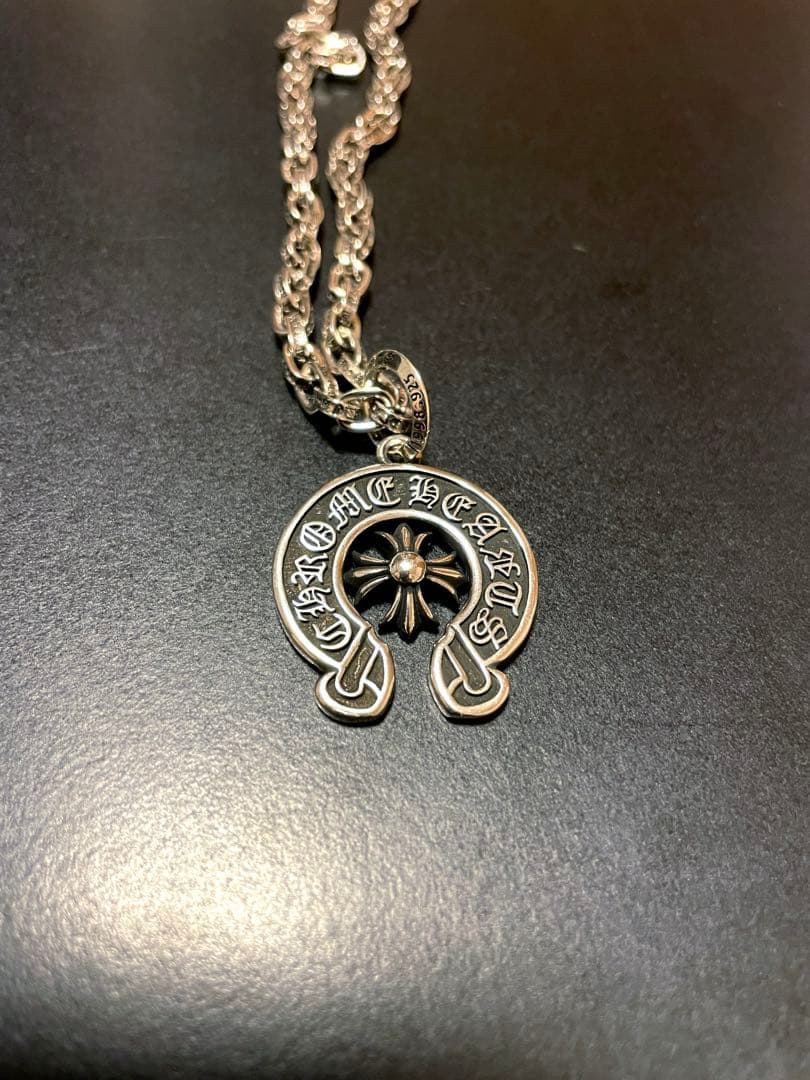 シルバー調 ペーパーチェーンネックレス ペンダント 刻印あり