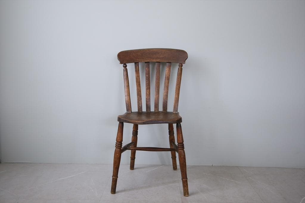 英国アンティーク木製キッチンチェア/ダイニングイス椅子/飾り棚(92-63)